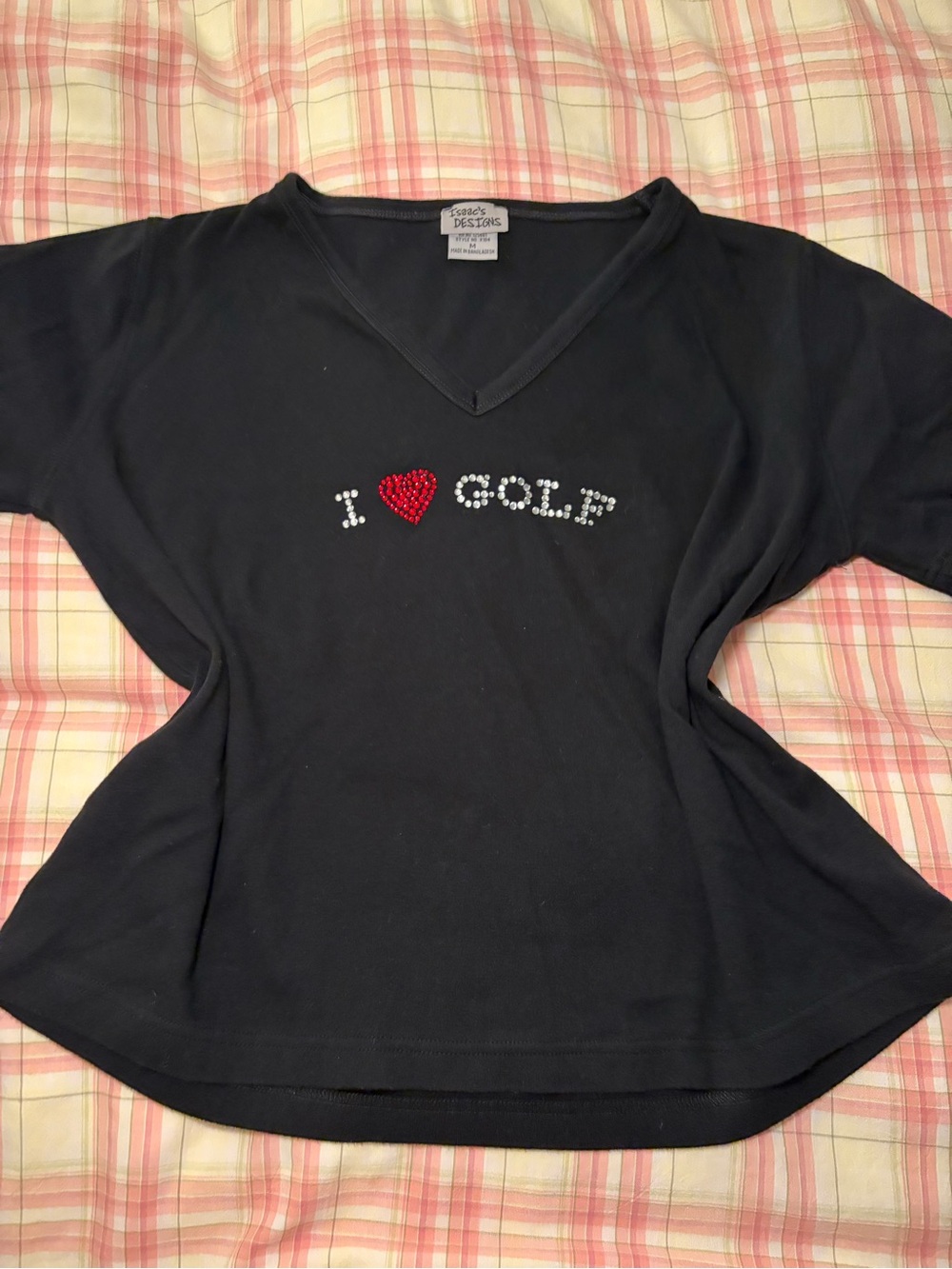 Isaac’s Designs Bedazzled I Love Golf V Neck Tee